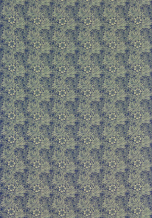 Englische Design William Morris Luxus Stoff Muster 37 Blumen blau grün beige online kaufen