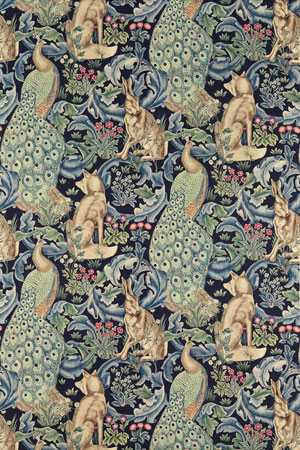 Englische Design William Morris Luxus Stoff Muster 25 blau grün online kaufen