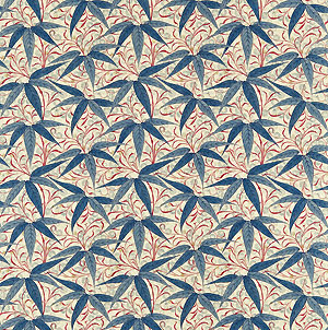 Englische Design William Morris Luxus Stoff Muster 33 blau beige online kaufen