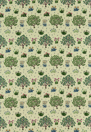 Englische Design William Morris Luxus Stoff Muster 38 Bäume u. Blumen grün online kaufen