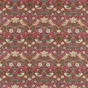 Hochwertiger Jugendstil Luxus Stoff rot Blumen und Vögel aus England aus Berlin online kaufen