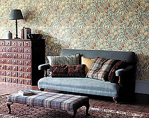 Englisches Tapeten Design William Morris Luxus Papier Tapete gold grün online kaufen
