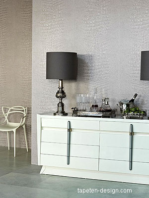 Tapeten Design hell grau Krokodil Leder Optik Muster im Wohnzimmer osborne little kaufen